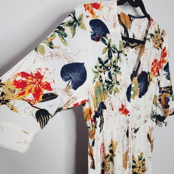 Floral Print Vneck Button Up Midi Dress - Picture 3 of 12